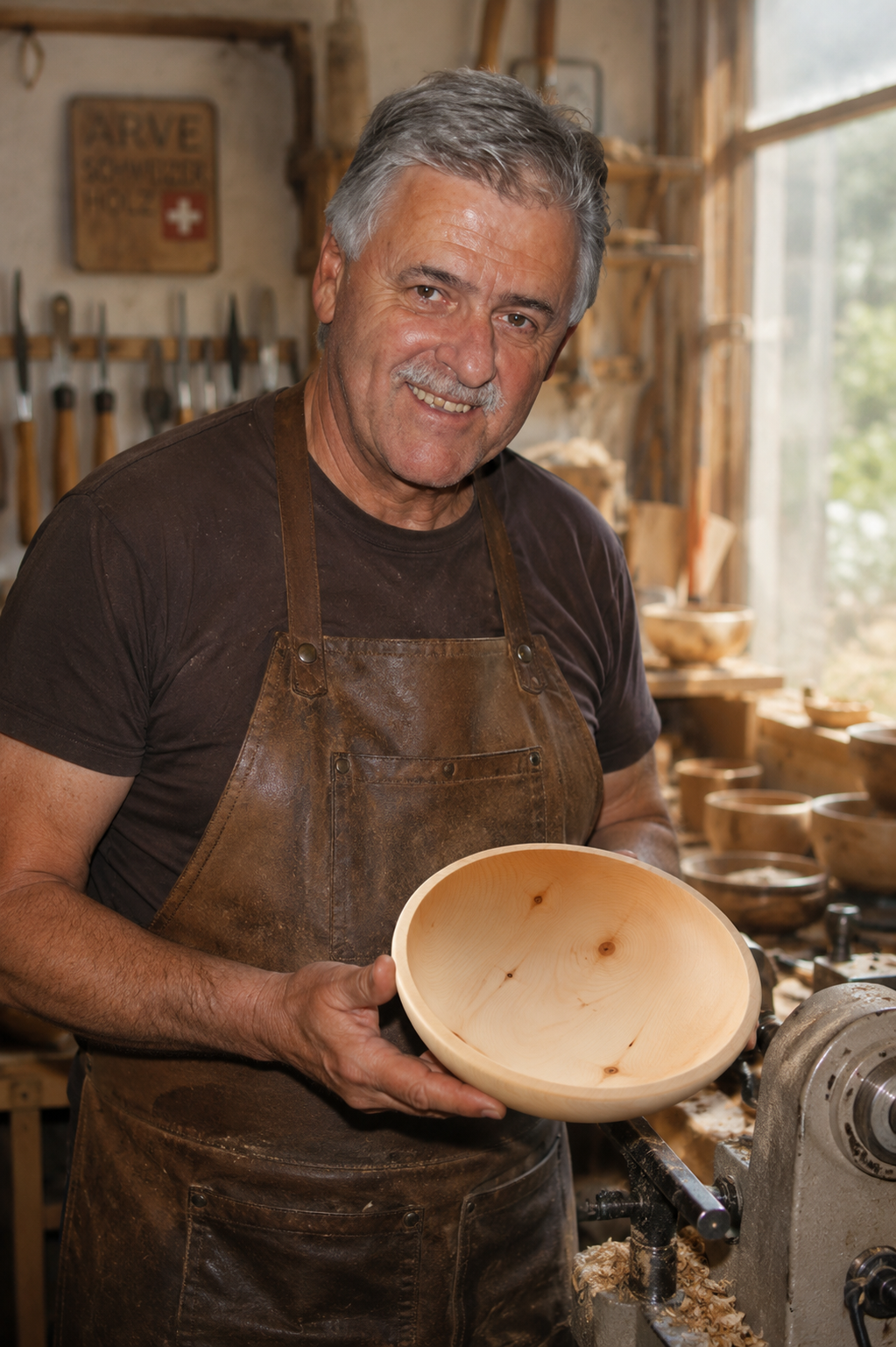 Kurt Lindegger in seiner Werkstatt